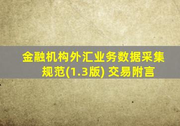 金融机构外汇业务数据采集规范(1.3版) 交易附言